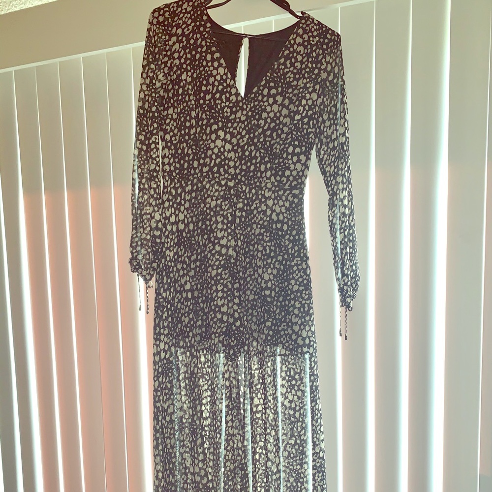 Cheetah print Black and white maxi dress!